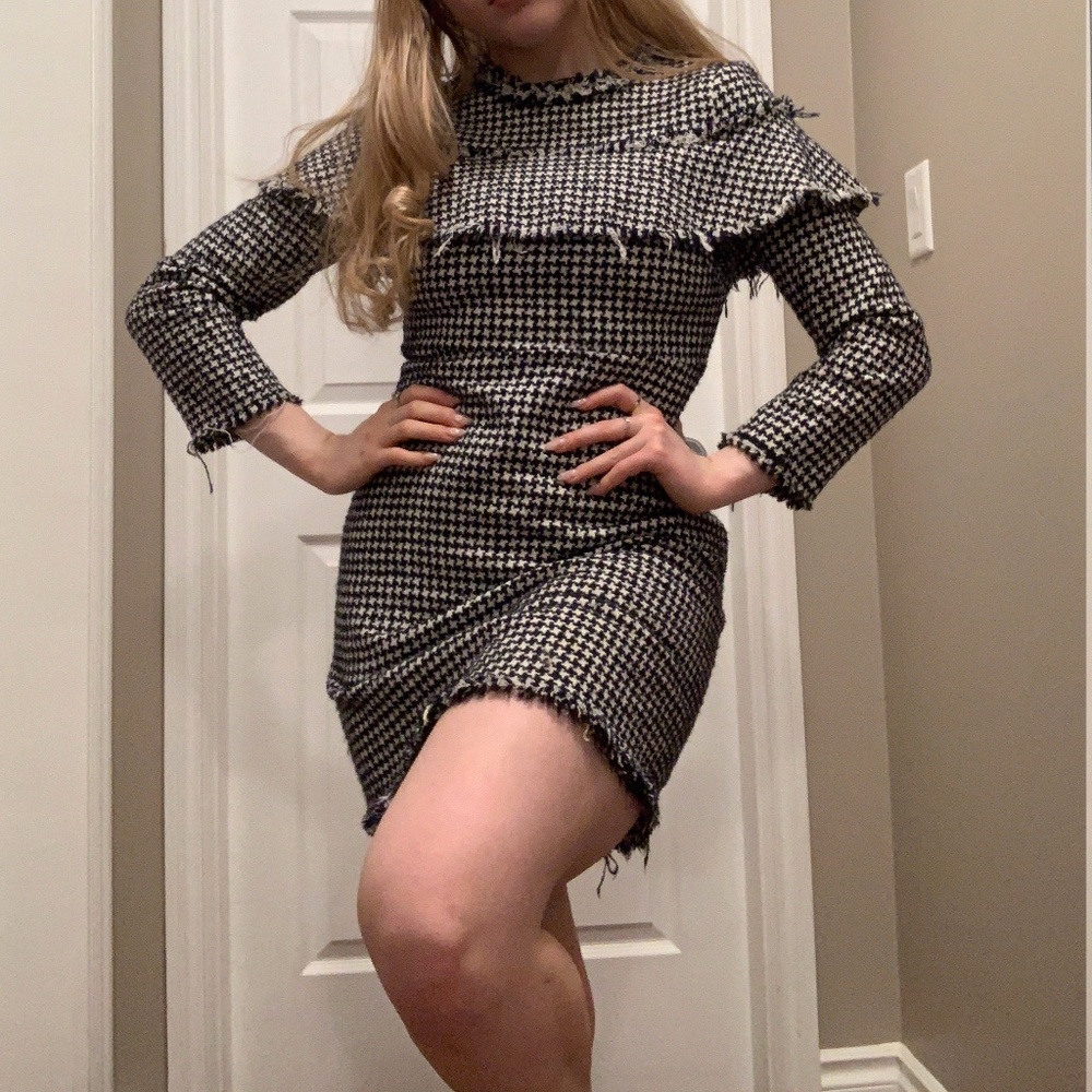 Tweed Houndstooth Mini Dress